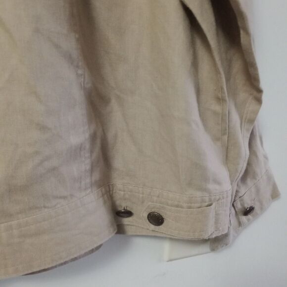 Lucy & Laurel 2X Plus Size 100% Linen Tan Utility Shacket Jacket - Picture 4 of 7